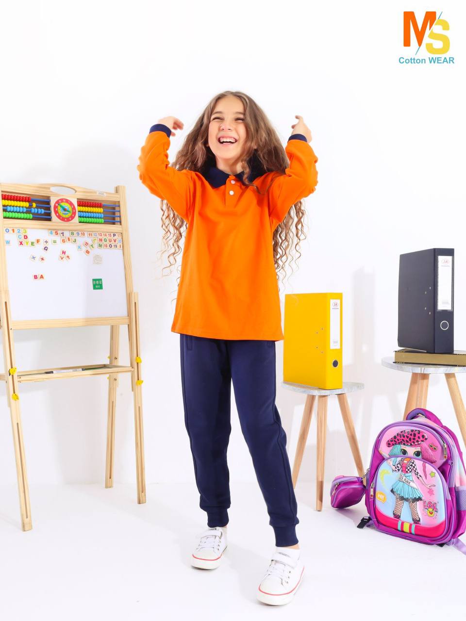 school polo shirt blue sleeves