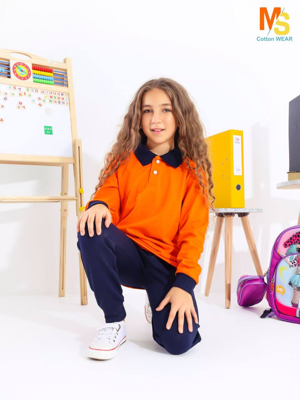 school polo shirt blue sleeves