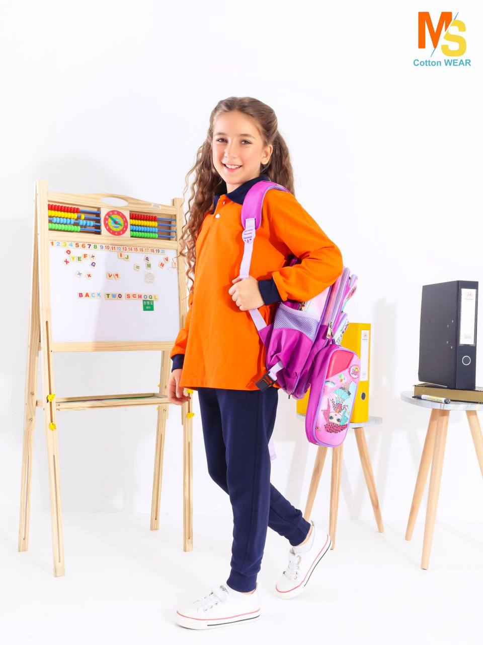 school polo shirt blue sleeves