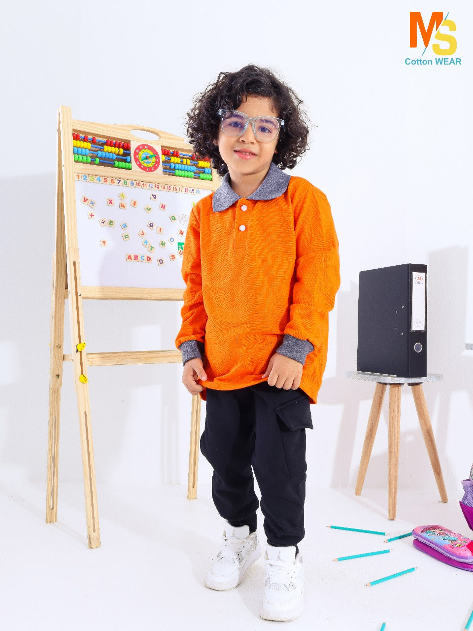 school polo shirt grey sleeves