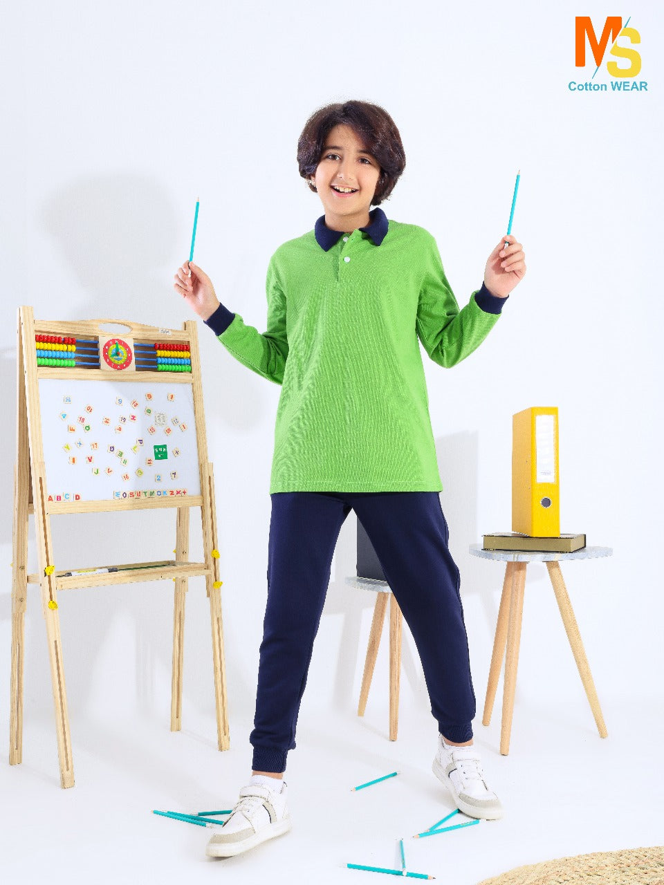 school polo shirt blue sleeves