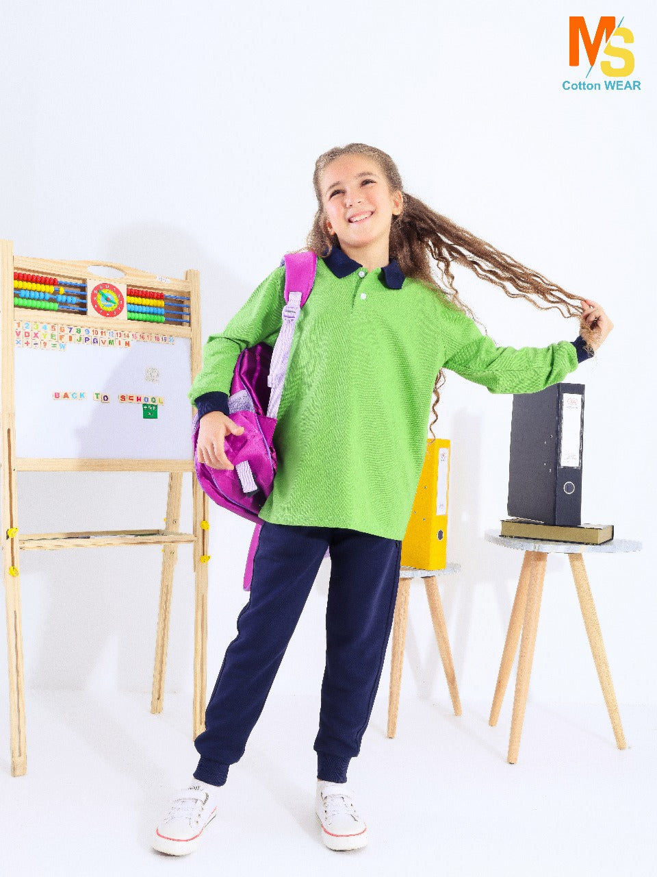 school polo shirt blue sleeves