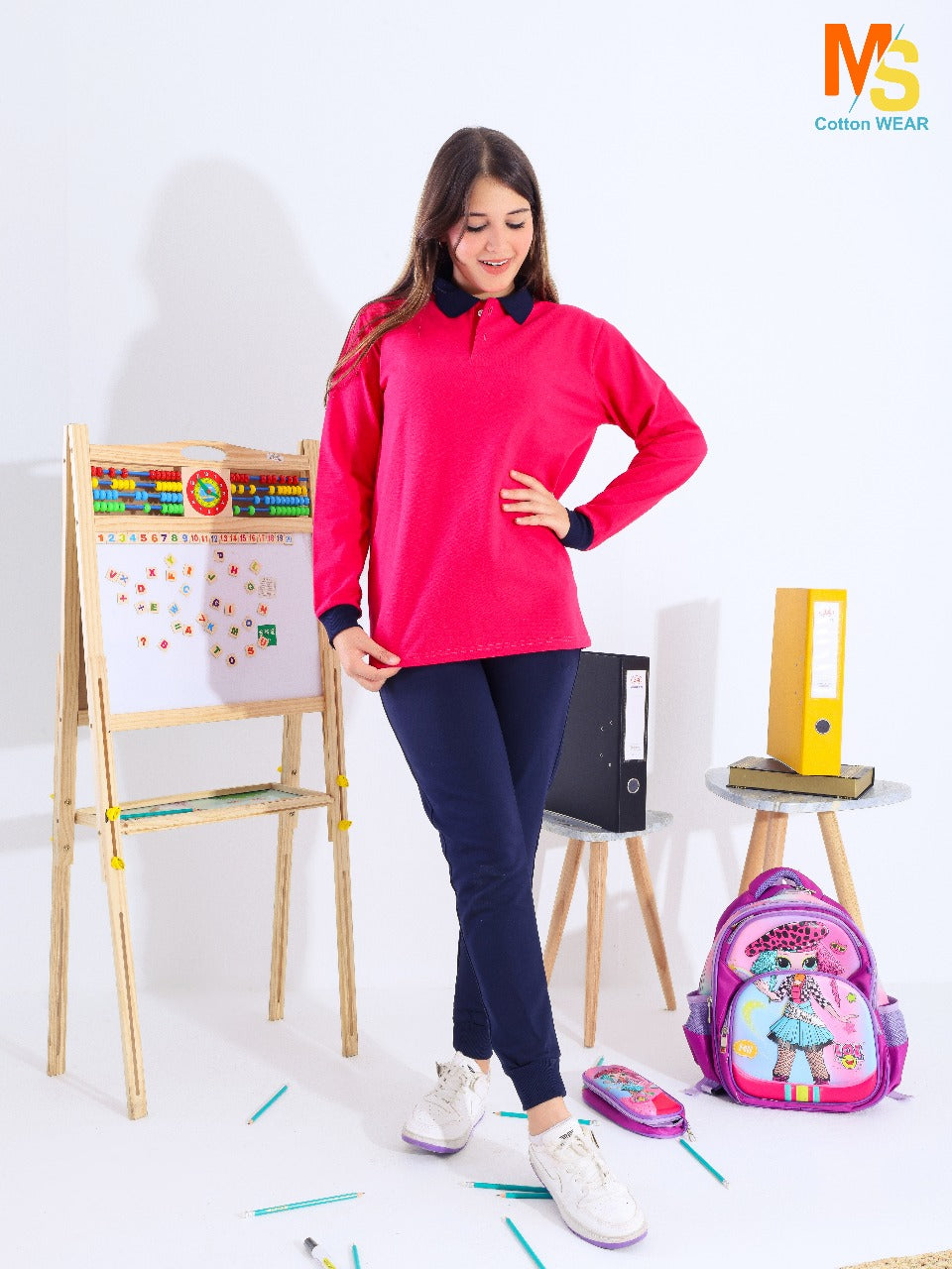 School polo shirt blue sleeves
