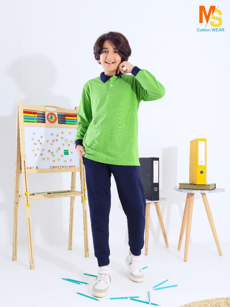 school polo shirt blue sleeves
