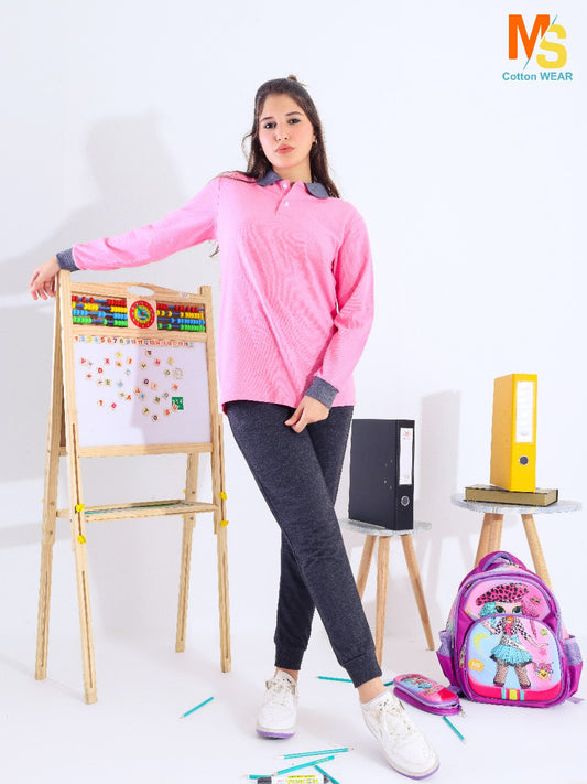 school polo shirt gray sleeves