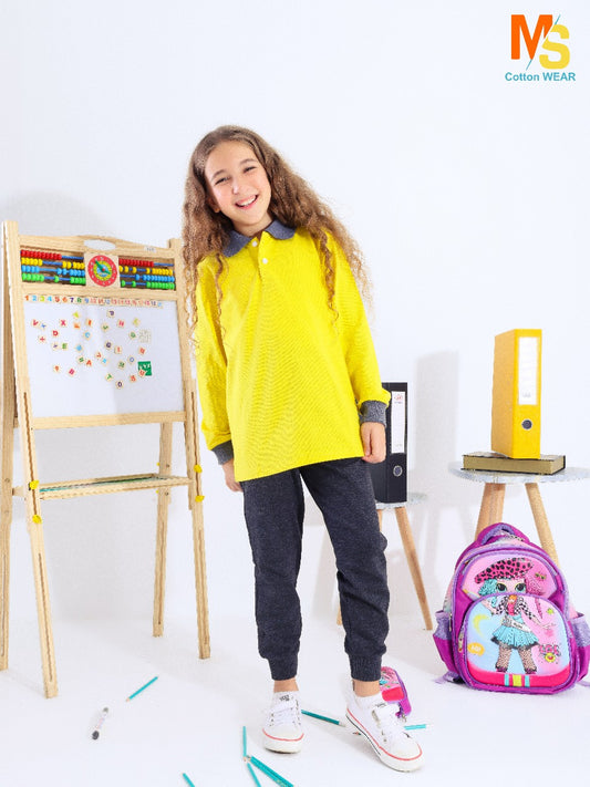 school polo shirt grey sleeves