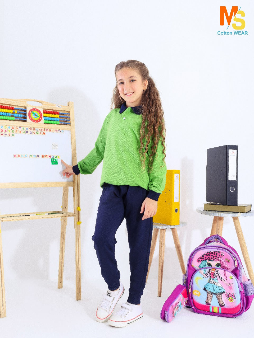 school polo shirt blue sleeves